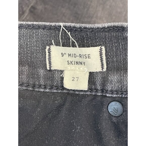 Madewell 9” Mid Rise Skinny Jeans In Black Sea Wash Ripped Knee Edition - Picture 8 of 10
